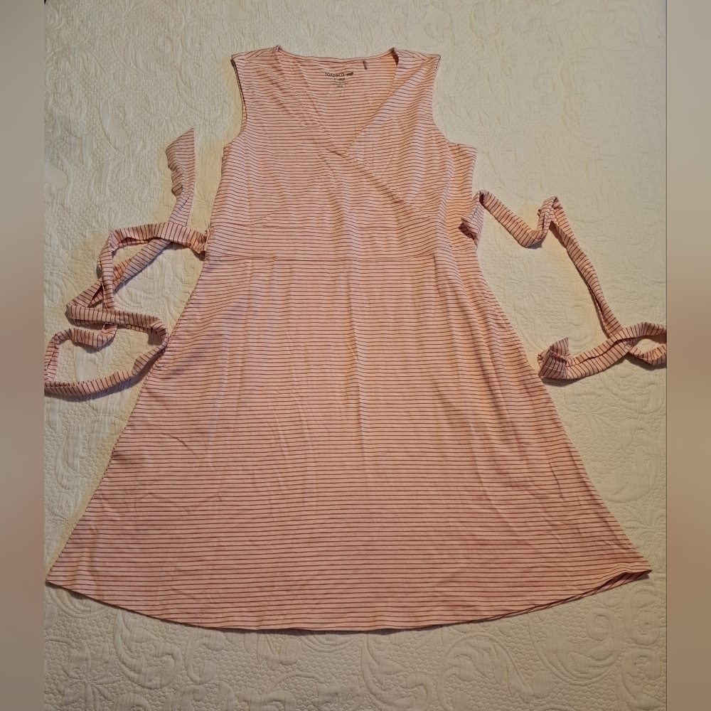 Toad & Co women's size XL 2 tone peachy orange stripped dress, NWOT